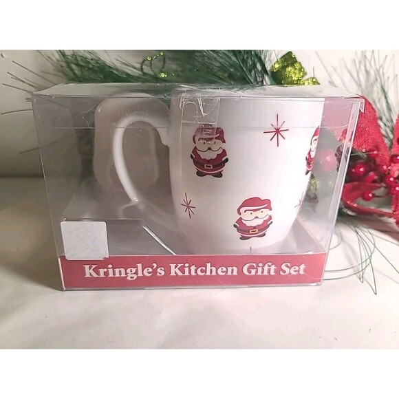 NWT Kringle's Kitchen Gift Set Coffee  16 Oz Mug Spoon Rest Christmas Santa Xmas - Picture 3 of 7